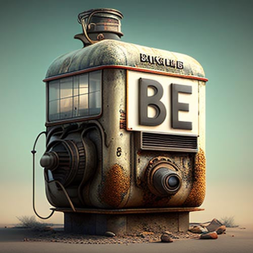 Synth-driven instrumental music track represented visually as an old-fashioned radio set with the label 'BE' on the front.