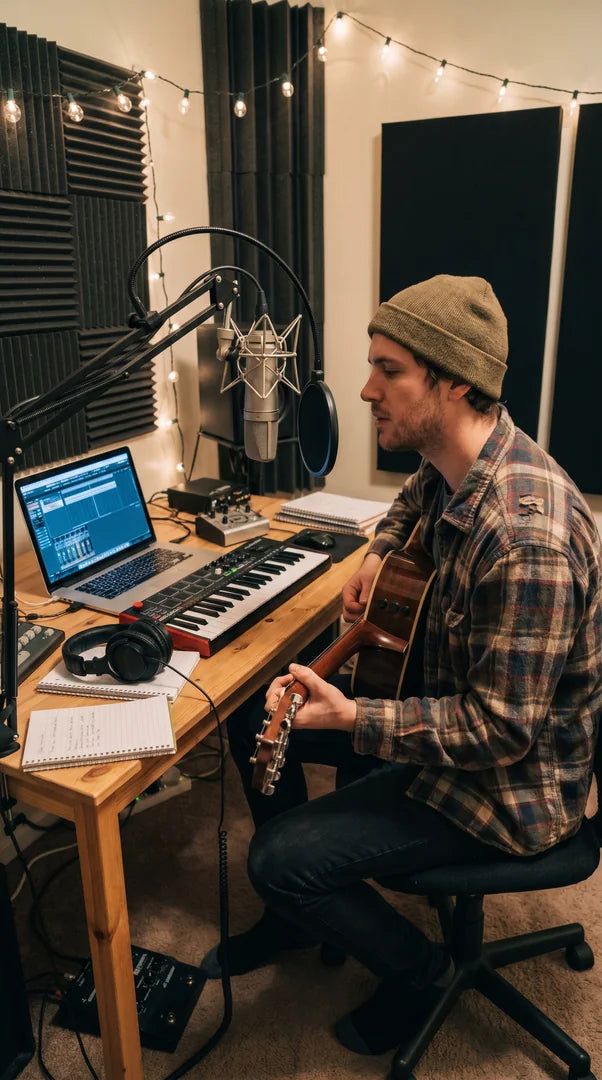 Guyana studio recording music with the laptop